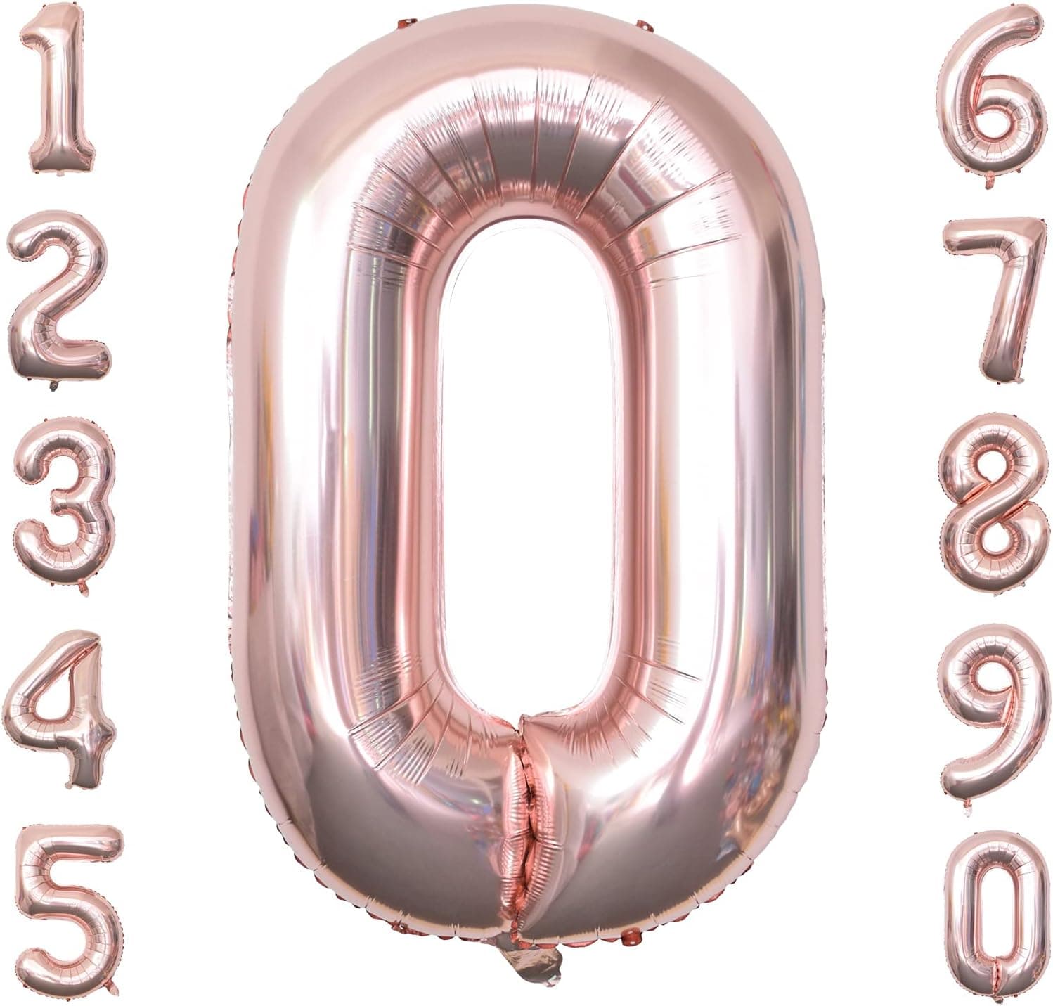 40 inch Large Rose Gold Foil Number 0 Balloon Children's Birthday Party Helium Balloon Wedding and Celebration Themed Party Decoration Supplies (number 0)