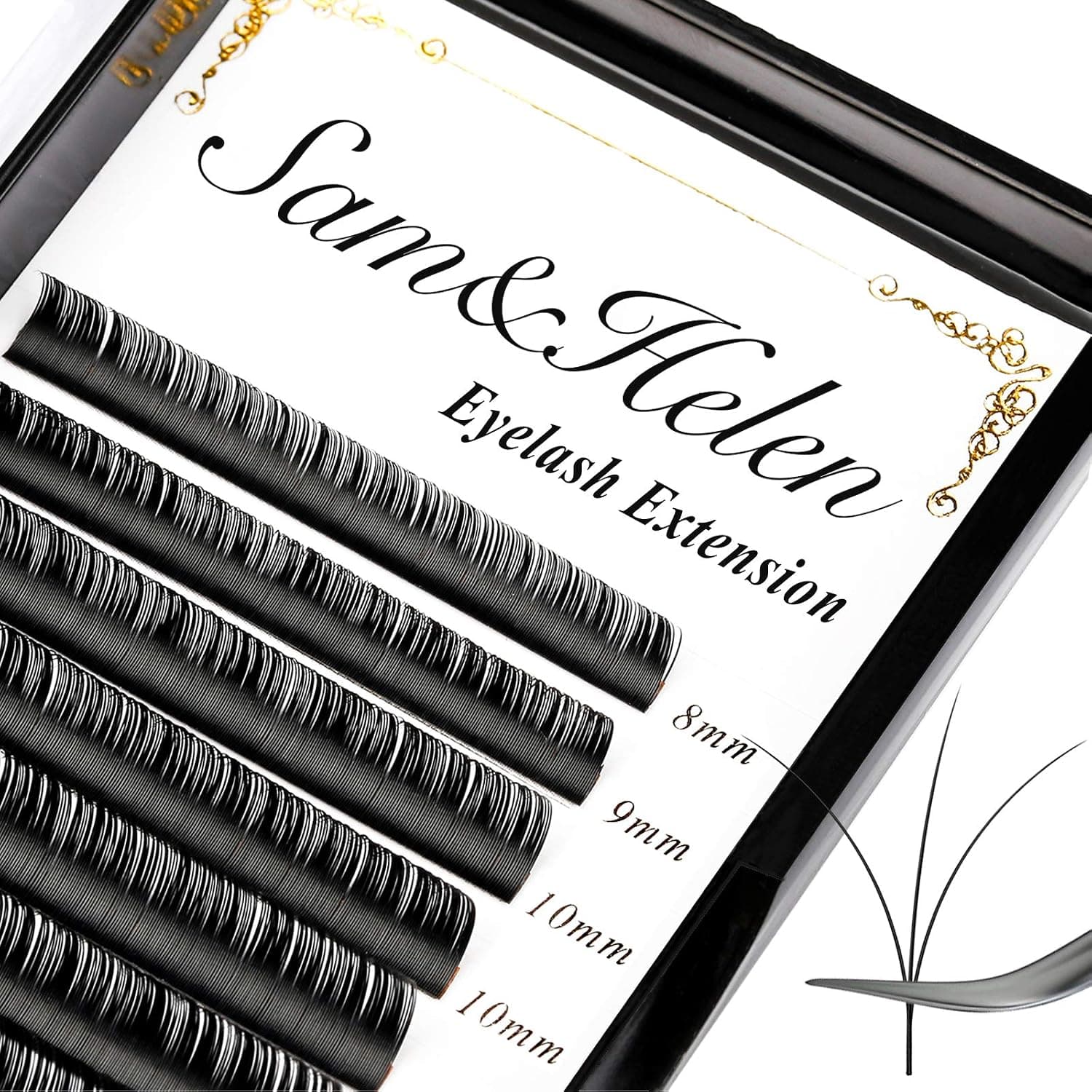 Sam&Helen Eyelash Extensions,16 Rows Individual Lashes 0.18mm C Curl 8-15mm Black Matte Classic Individual Eyelash Extensions,Lash Extension Supplies,Mink Lashes Professional Salon Use