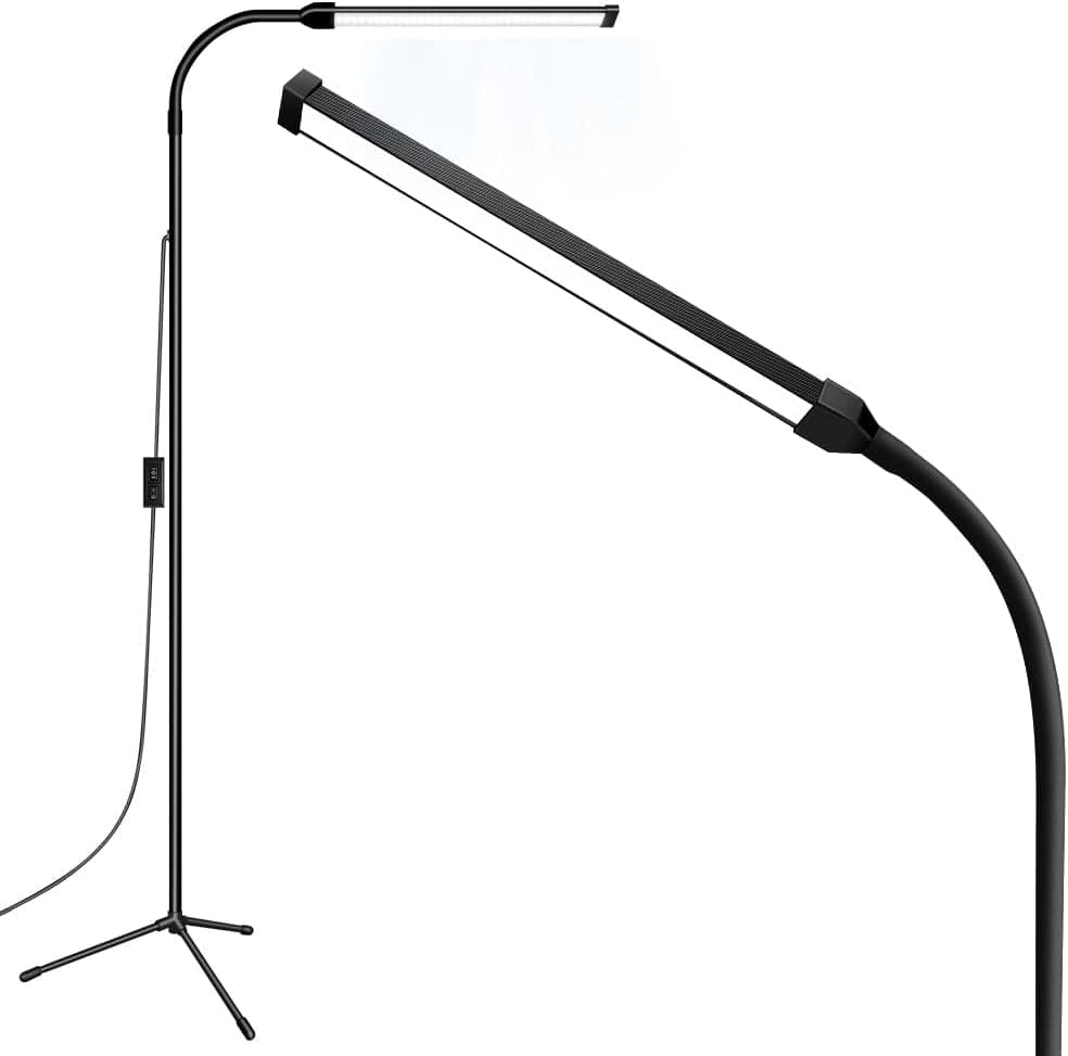 JCOTTON Bright LED Floor Lamp Adjustable Gooseneck Standing Eyelash Light for Eyelash Extensions Facial Spa Salon Makeup Task Reading lamp