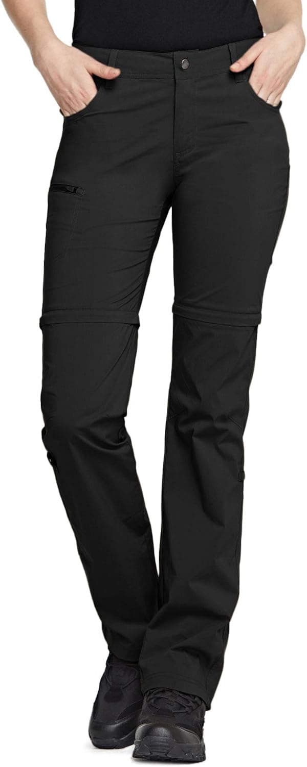 CQR CLSX Women's Convertible Hiking Pants, Lightweight Stretch Quick Dry Zip Off Pants, Outdoor Trekking Fishing Safari Pants, Convertible Black, 10 Short