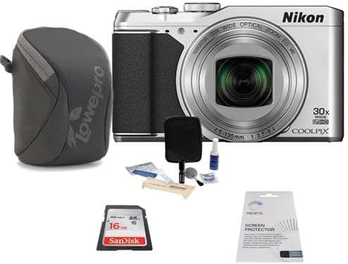 Nikon COOLPIX S9900 Digital Camera, 16MP Silver - Bundle With 16GB Class 10 SDHC Card, Camera Case, Cleaning Kit, Screen Protector