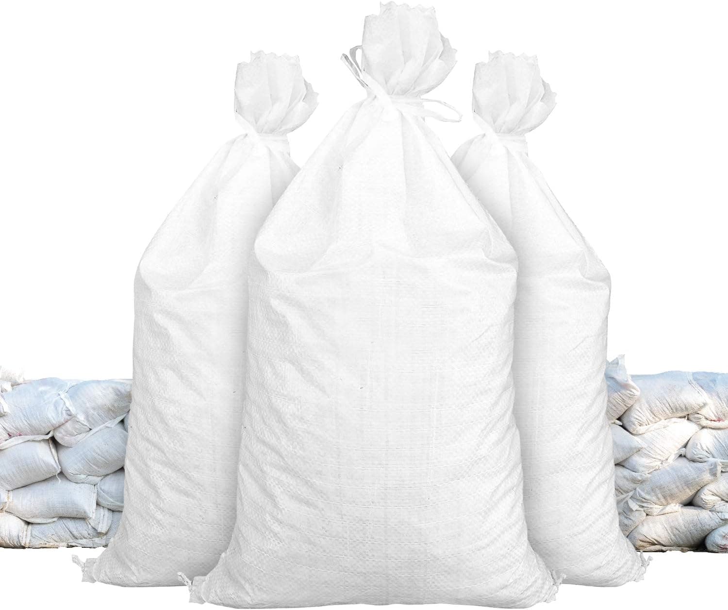 Sandbags for Flooding - Size: 18" x 30" - Color: White - Sand Bag - Flood Water Barrier - Water Curb - Tent Sandbags - Store Bags by Sandbaggy (10 Bags)