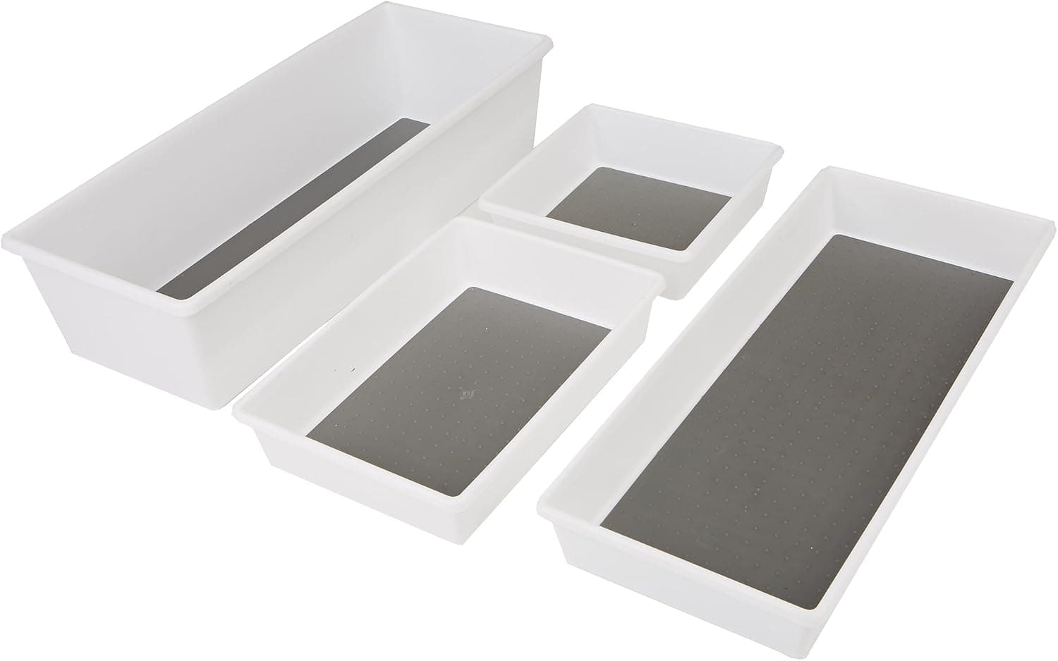 Mind Reader 4 Piece Large Rectangle Storage Compartment Organizer Set, Gray
