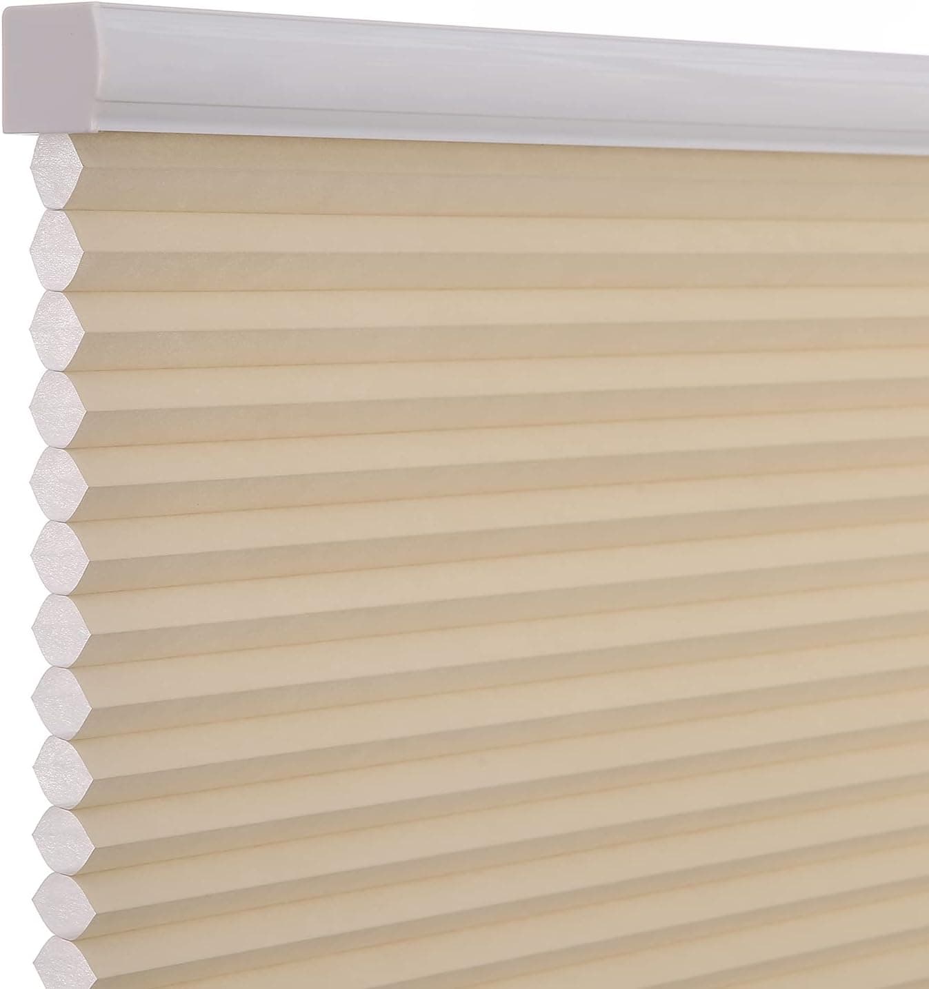 Changshade Cordless & Light Filtering Customized Cellular Shade, Pleated Honeycomb Shade with The Diameter of 1.5 inch honeycombs, Light Blocking Window Shade and Blind, Beige
