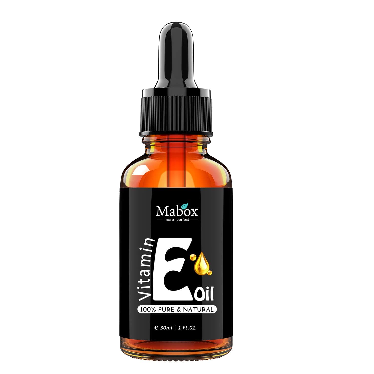 Mabox Vitamin E Oil - 100% Natural & Organic Vit E Oil - 15,000/30,000 IU - Reduces the Look of Scars, Stretch Marks ，Wrinkles, Good for Skin & Hair & Nails (1 Fl Oz, 30 ml)