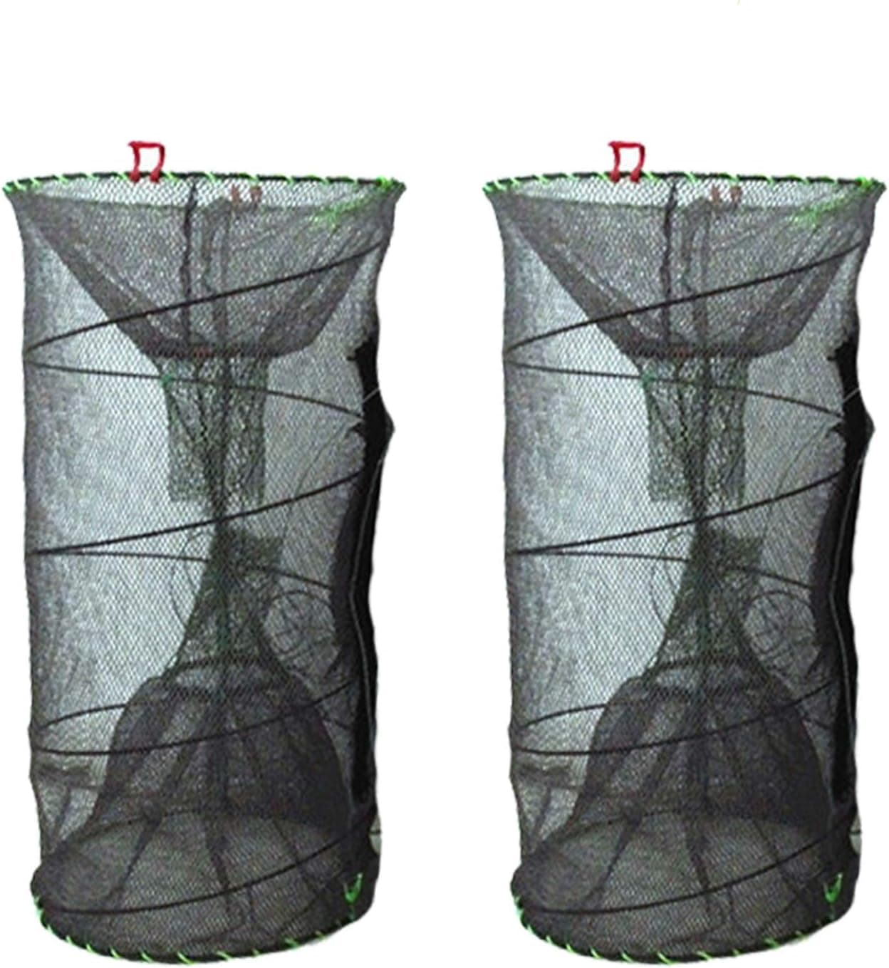Tfwadmx Crawfish Trap, Portable Folding Crab Net Trap Shrimp Trap Bait Collapsible Lobster Cast Net Fishing Accessories 13.7x23.6Inch, 2 Pack
