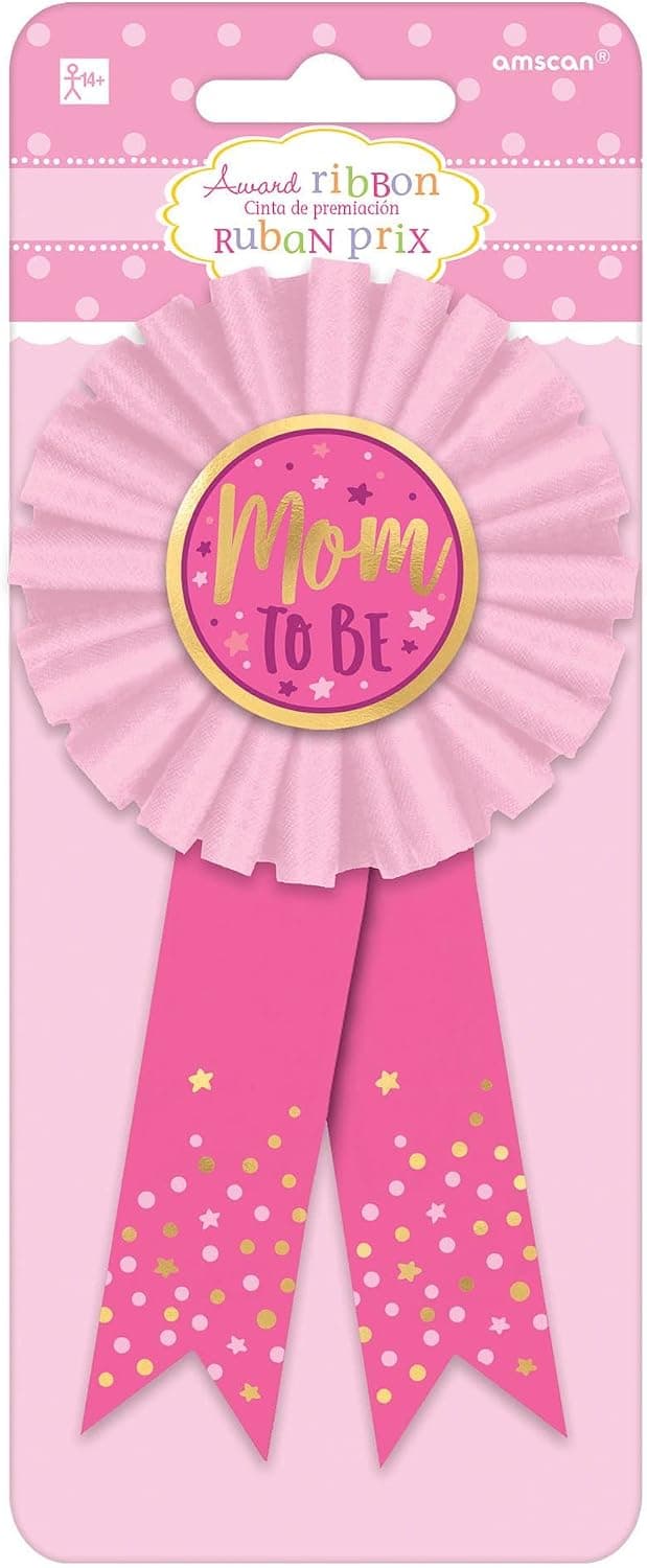 Mom to Be Pink Award Ribbon - 5 1/2" x 3", 1 Pc