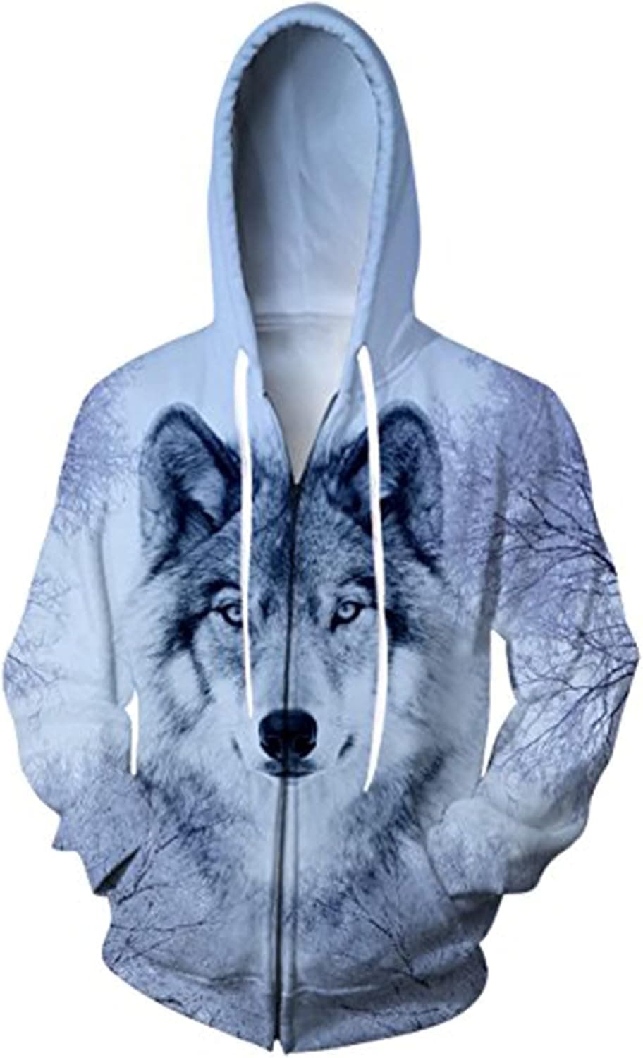 uideazone Unisex 3D Digital All Over Print Zip Up Hoodie Casual Pullover Hooded Sweashirt Jacket Pockets