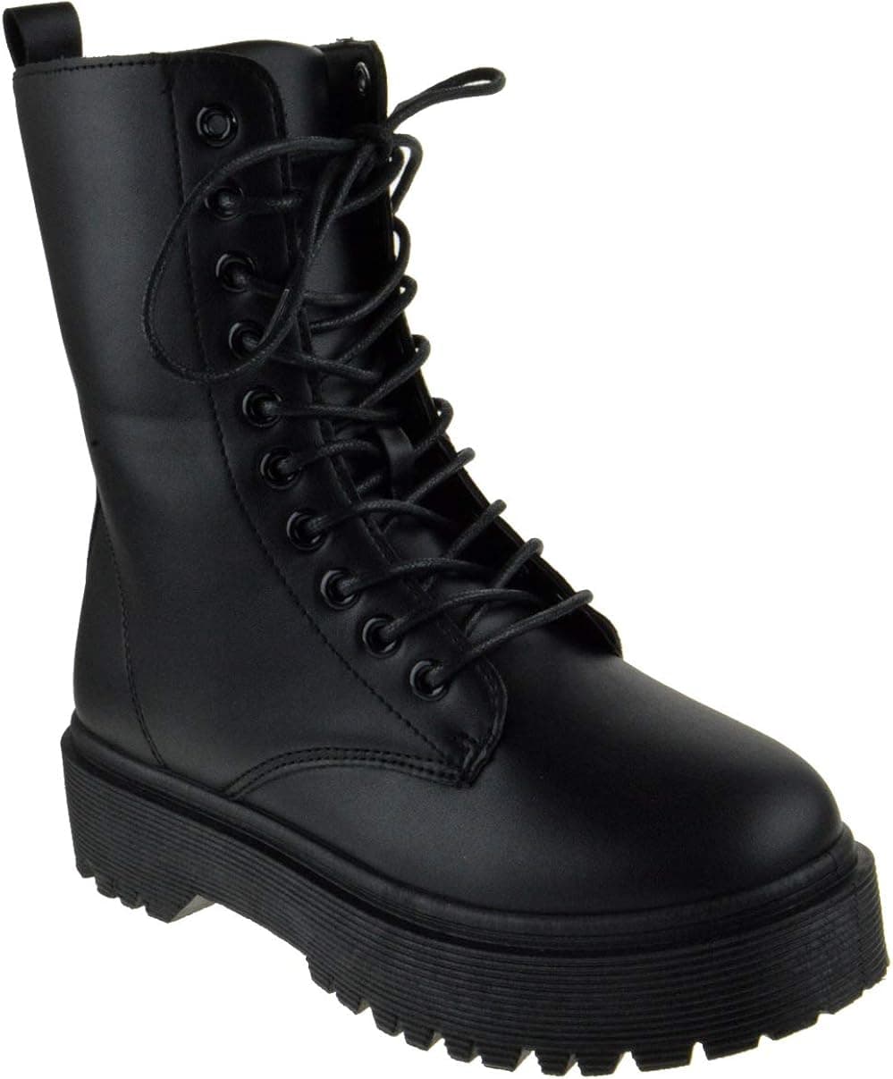 Wild Divaa Rani 04B Womens Lace Up Platform Combat Boots
