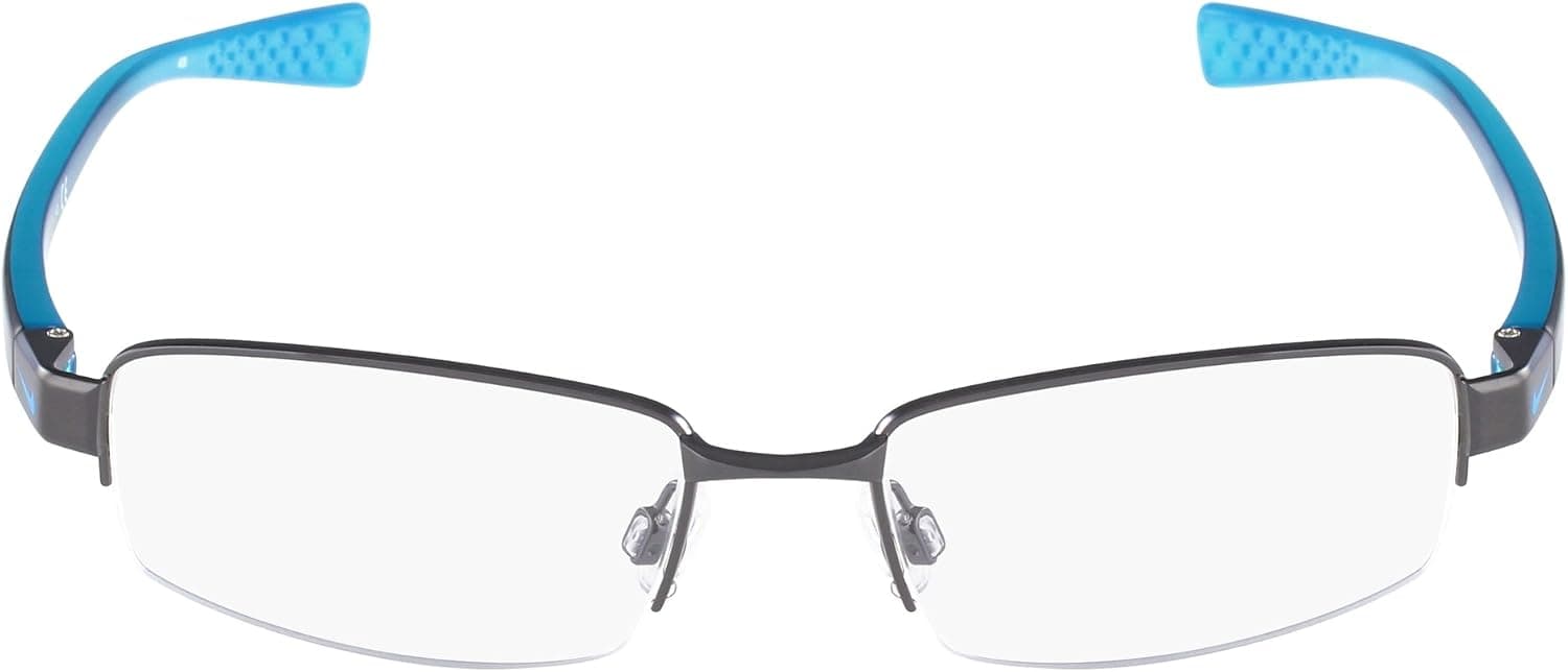 NIKE Eyeglasses 8090 923 Shiny Gunmetal Blue 53MM