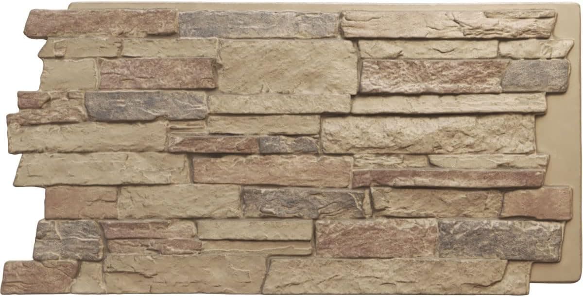 Ekena Millwork 49"W x 25 1/2"H x 1 1/4"D Acadia Ledge Stacked Stone, StoneWall Faux Stone Siding Panel, Colfax