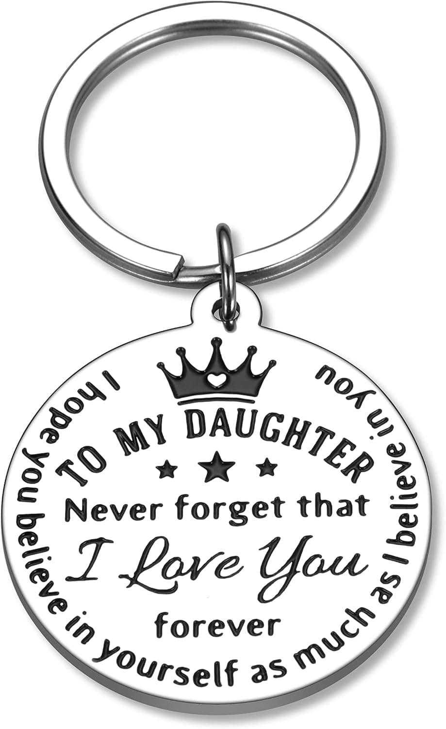 Daughter Gift from Mom Dad Inspirational Keychain for Women Teen Girls Birthday Back to School Gifts for Daughter Encouraging Key Ring for Her from Parents Never Forget That I Love You Jewelry