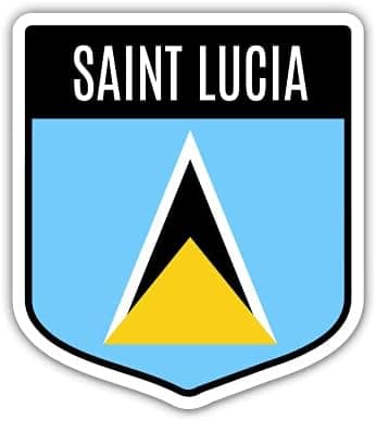 Squiddy Saint Lucia Flag Shield - Vinyl Sticker Decal for Phone, Laptop, Water Bottle (3" high)