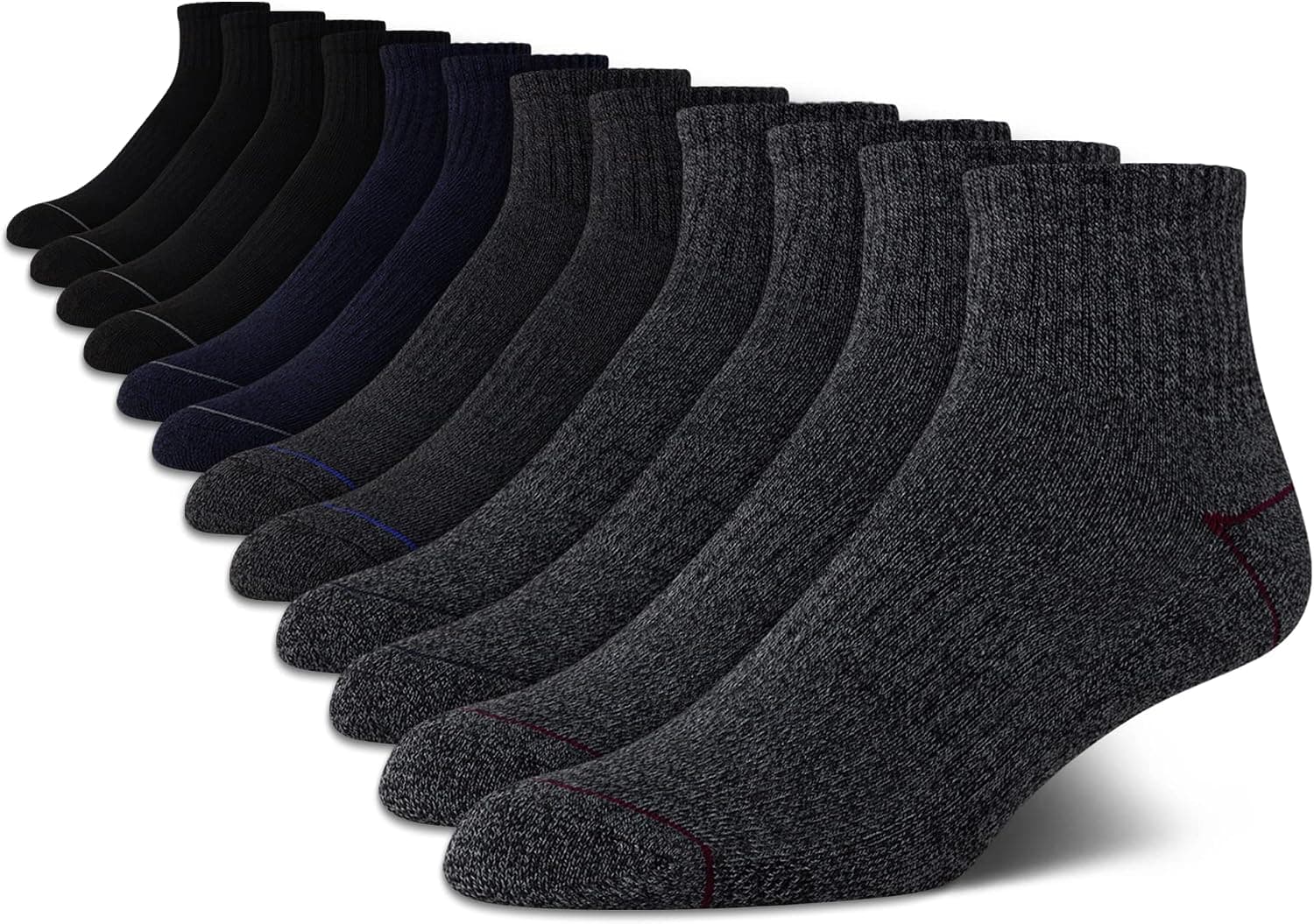 Nautica Mens Stretch Comfort Cushioned Athletic Quarter Socks With Moisture Control (12 Pack)
