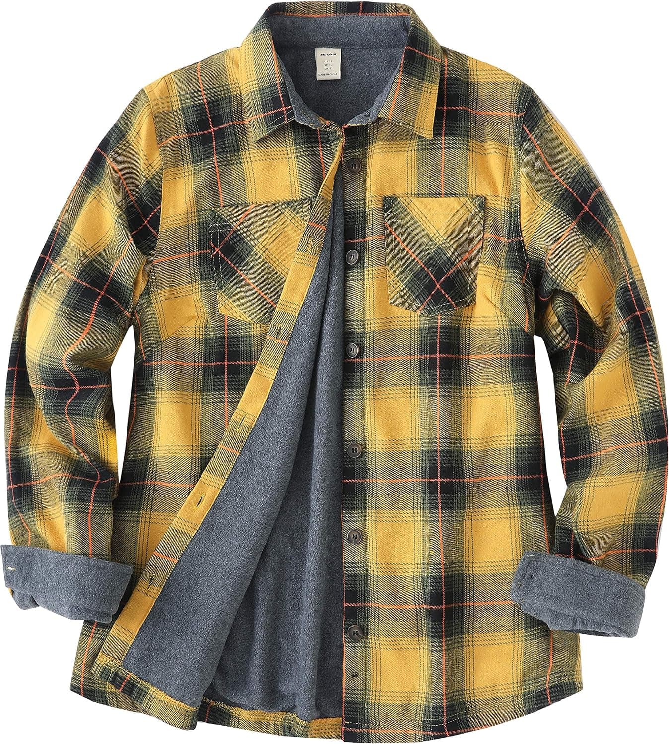 ZENTHACE Women's Thermal Fleece Lined Plaid Button Down Flannel Shirt Jacket