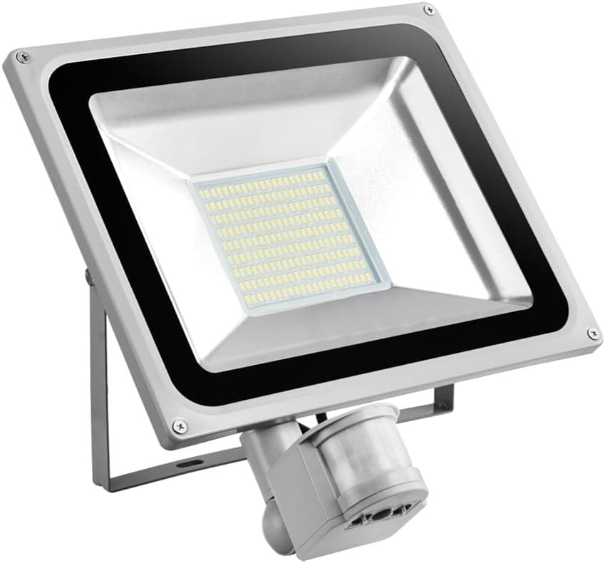 Missbee 100W PIR Motion Sensor Led Flood Light,Outdoor Spotlight,Waterproof IP65,11000lm, Super Bright Security Lights for Garage, Garden, Lawn,Yard and Playground (Cold White)