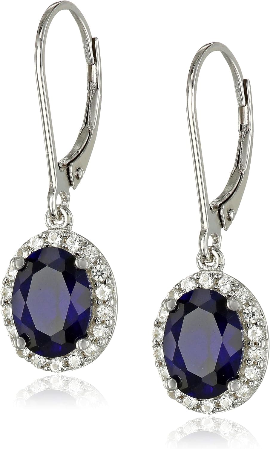 Amazon Collection Sterling Silver Created White Sapphire Lever-Back Dangle Earrings