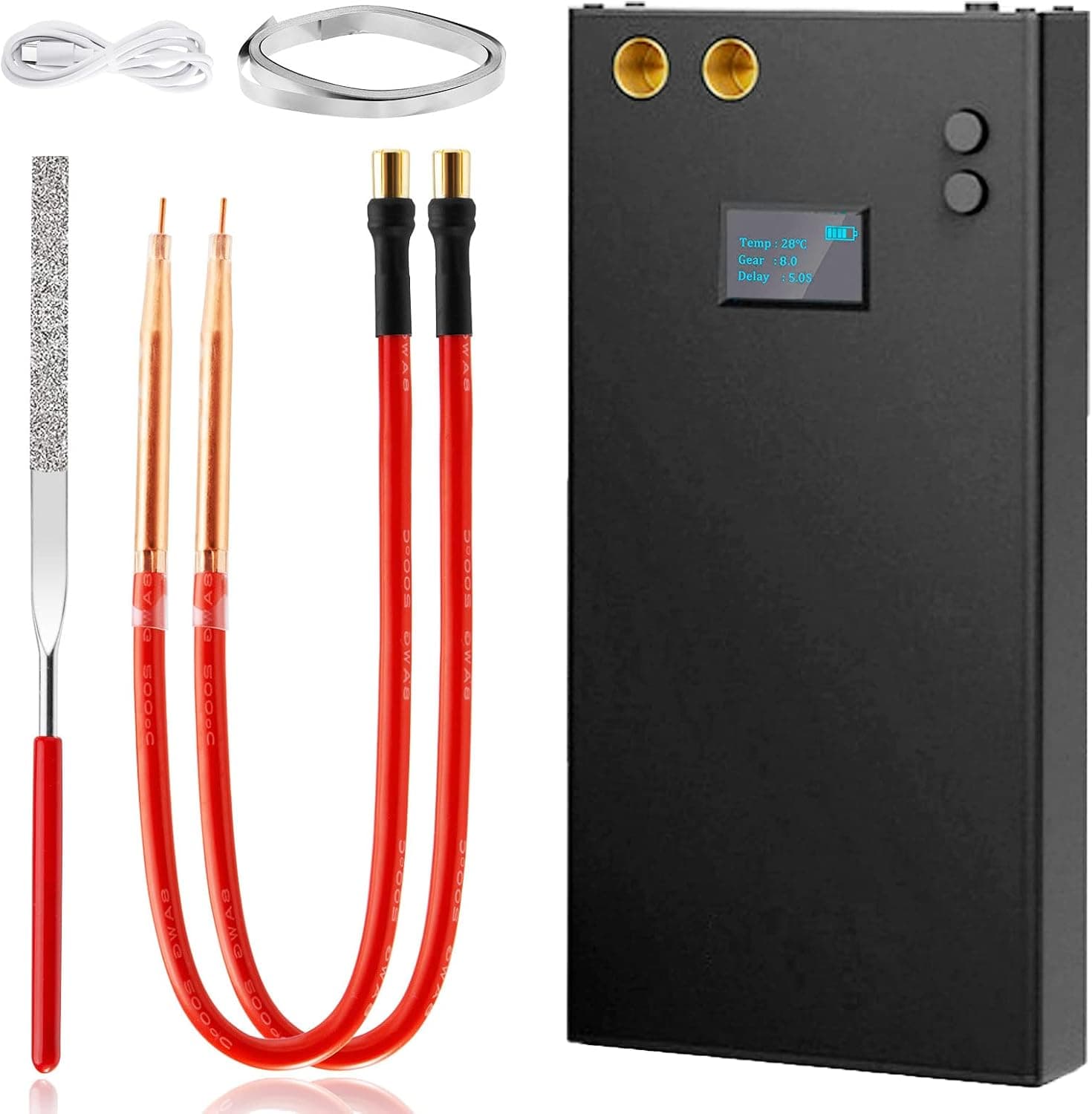 Spot Welder, 11000mAh Battery Spot Welder with LCD Screen Upgraded 80 Gears Adjustable Portable Mini Spot Welder for Battery Plate Welding with Long Spot Welding Pen & 5M Nickel Strip