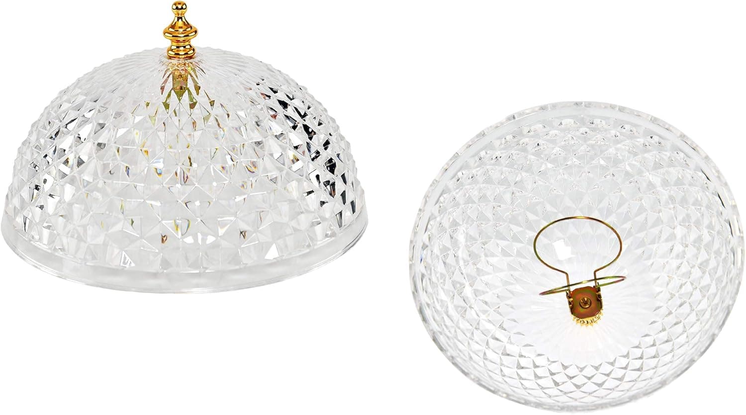 HOME-X Clip-on Light Bulb Shade-Lamp-Dome-Diamond Cut-Acrylic-Vintage-Style Light Bulb Replacement Cover-7.75”D