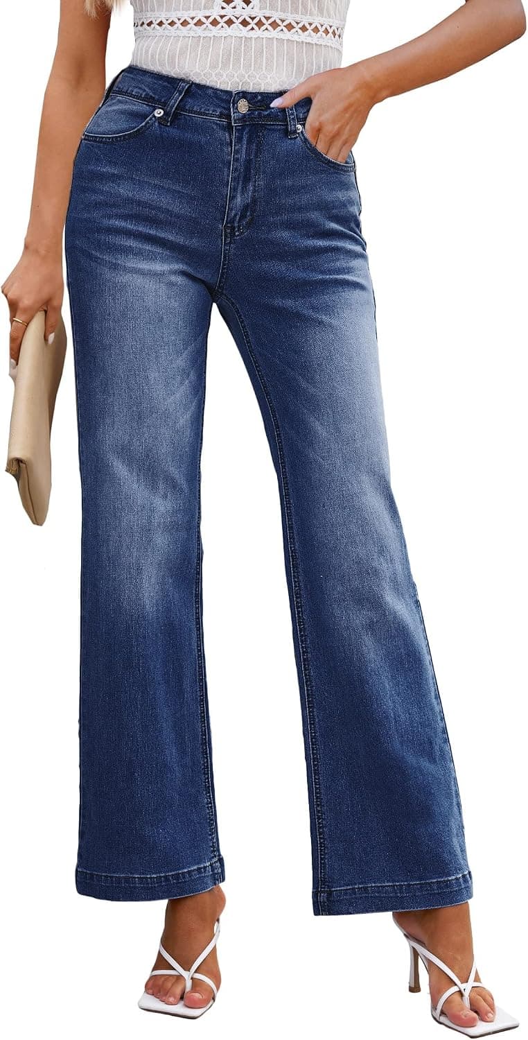 luvamia Wide Leg Jeans for Women High Waisted Baggy 90S Jeans Distressed Stretchy Denim Pants Trendy