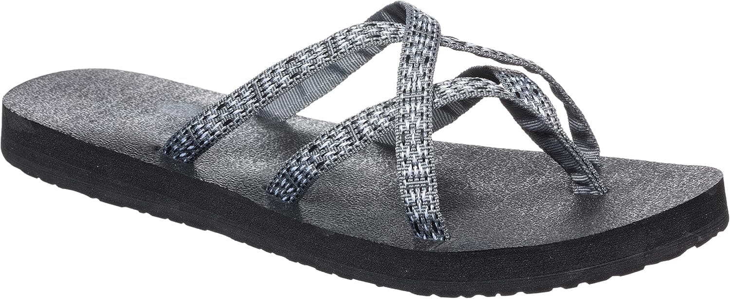 Riverberry Women's Kalea Criss Cross Flip Flop with Yoga Mat Padding, Grey, 6