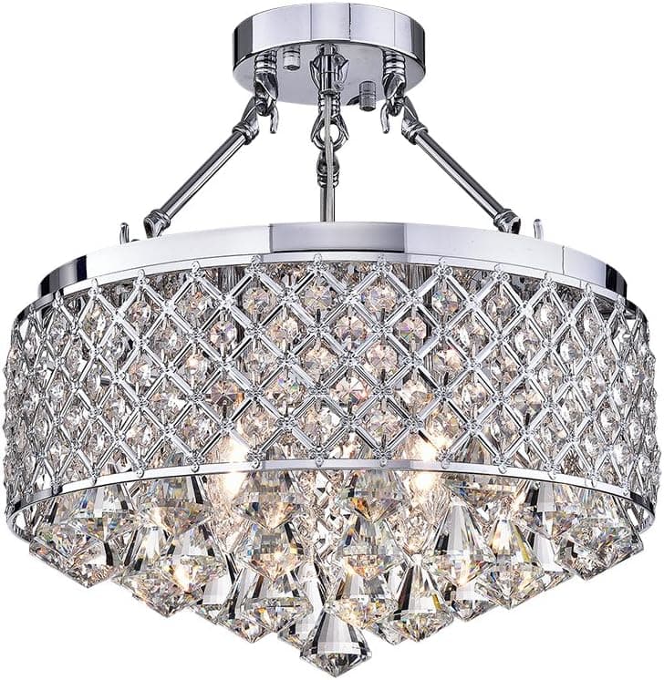 Warehouse of Tiffany RL8161SCH Viola Chrome-Finish 15" Crystal Semi-Flush Lamp