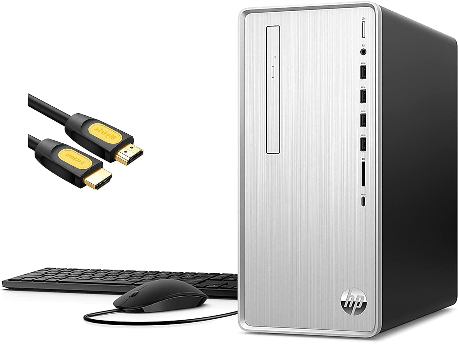 HP Pavilion Desktop PC, Intel Core I3-10100 4-Core Up to 4.3Ghz, 32GB DDR RAM, 1TB SSD+1TB SSD, USB-C, DVD, RJ-45 Ethernet, Wi-Fi, HDMI/VGA, M-ytrix HDMI Cable, Win 10 (Renewed)