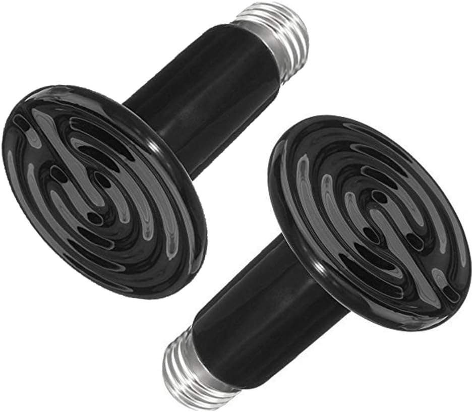 BETAZOOER 100W Infrared Ceramic Heat Lamp, Black Reptile Emitter Bulb for Pet Coop Heater Chicken Lizard Turtle Brooder Aquarium Snake No Harm No Light(2 Pack)