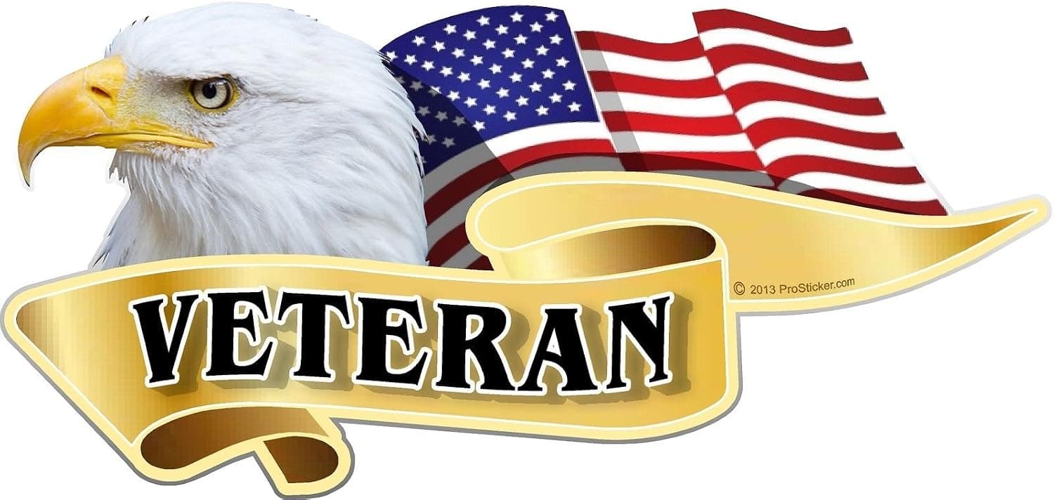 ProSticker 900V (One) American Pride Series Veteran Bald Eagle Decal Sticker (3" X 6")