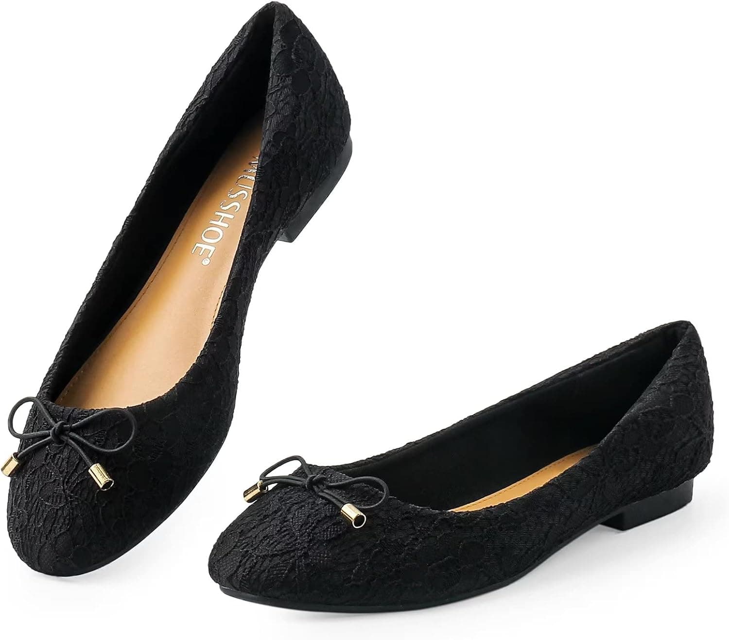 MUSSHOE Flats Shoes Women Comfortable Bowknot Lace Breathable Ballet Flats for Women