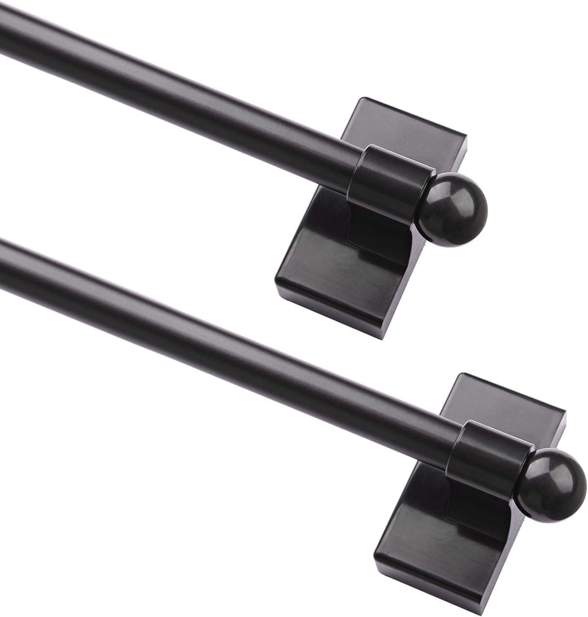 Coquilles Multi-Use Adjustable Magnetic Curtain Rods for Doors, Windows, Tool Boxes,16-28 Inch,Easy Installation，2-Pack，Black