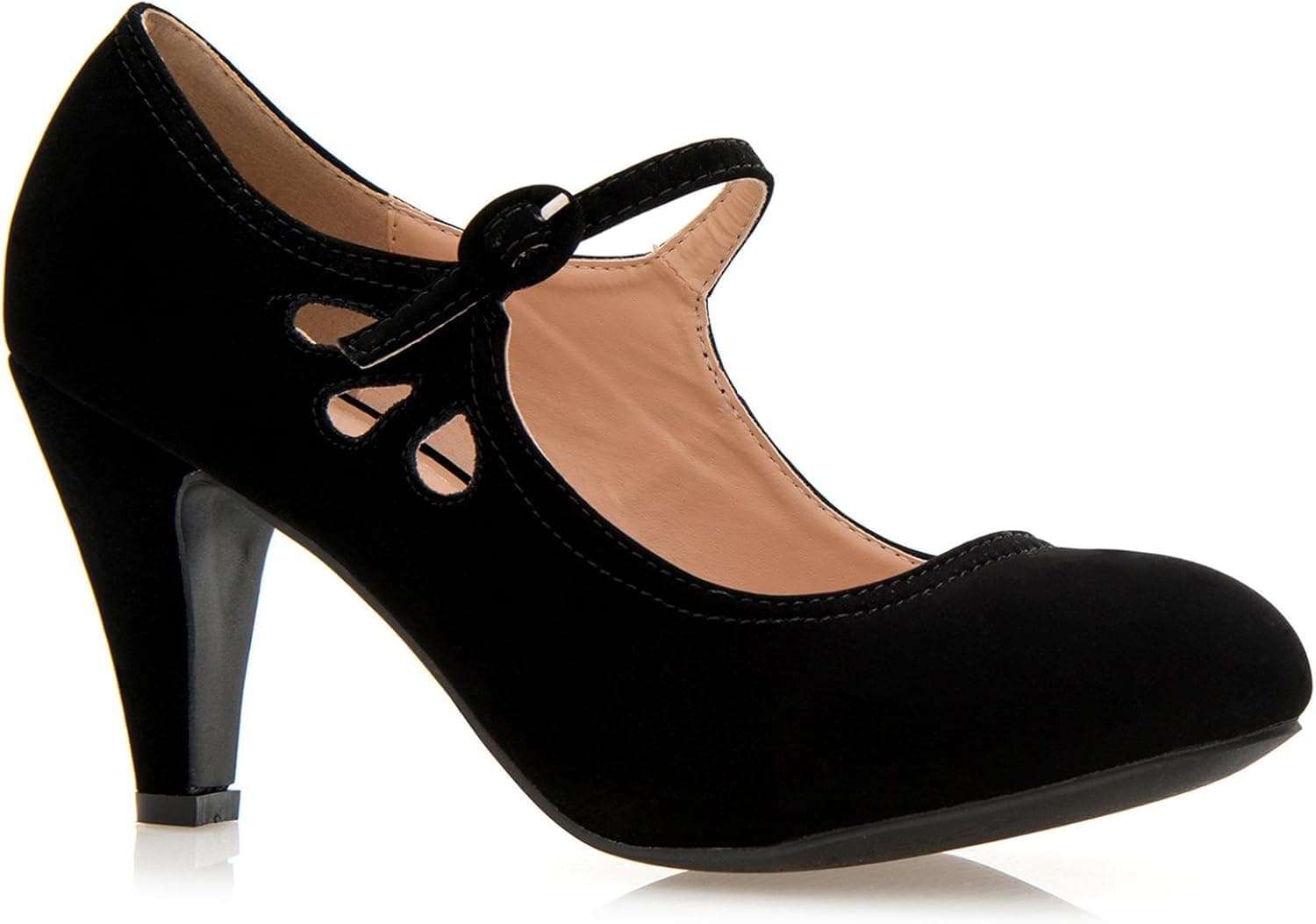 Olivia K Women's Kitten Heels Mary Jane Pumps - Adorable Vintage Shoes- Unique Round Toe Design with an Adjustable Strap