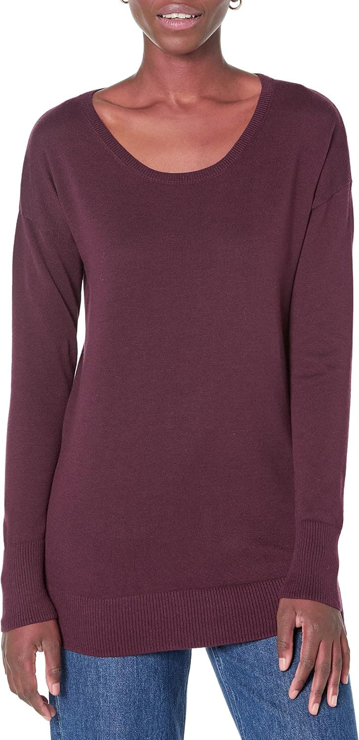 Amazon Essentials Women's Lightweight Long-Sleeve V-Neck Tunic Sweater (Available in Plus Size)
