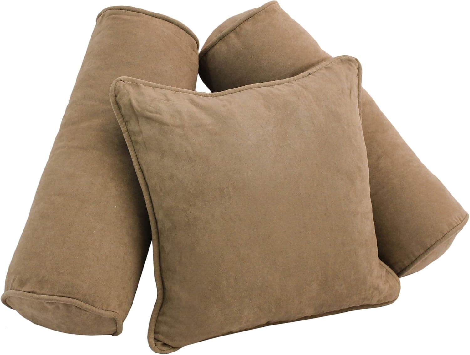 Blazing Needles Corded Microsuede Throw Pillow Set, Java 3 Count