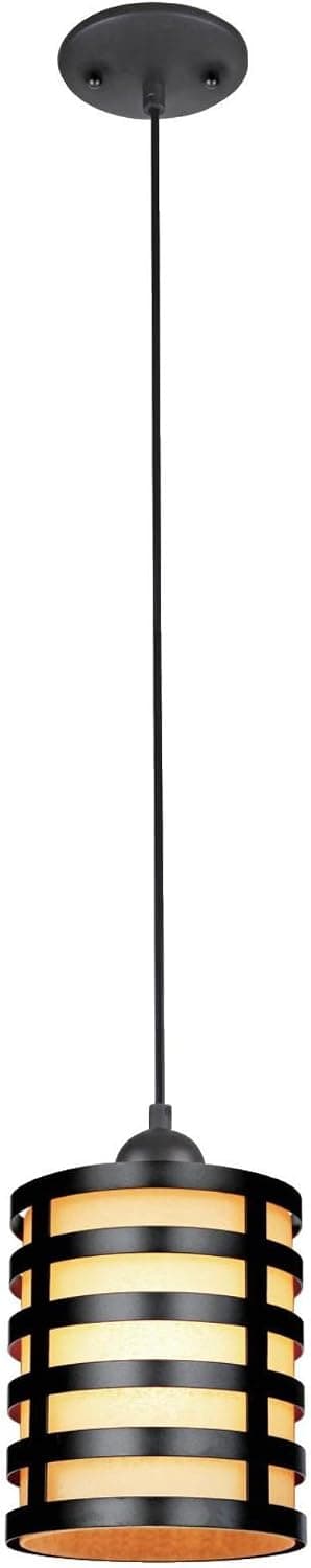 Westinghouse Lighting 6000400 Casual One-Light Adjustable Mini Pendant with Oil Rubbed Bronze and Amber Glass Shade, Oil Rubbed Bronze Finish