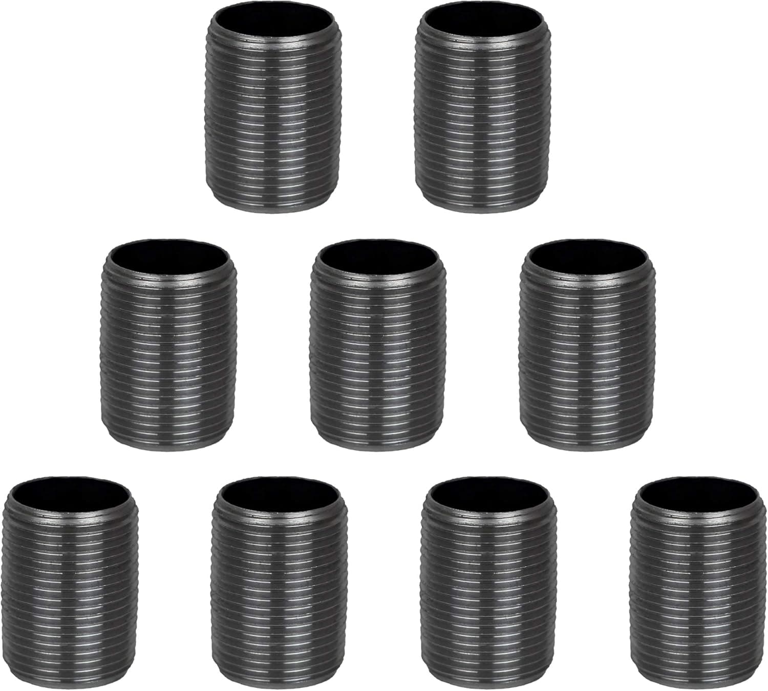 1/2 Inch Brooklyn Pipe Cast Iron Pipe Fittings Nipple | 10 Pack Nipple Pipe Fittings, Black Iron Pipe Flange Fittings, DIY Industrial Furniture and Steampunk Shelf