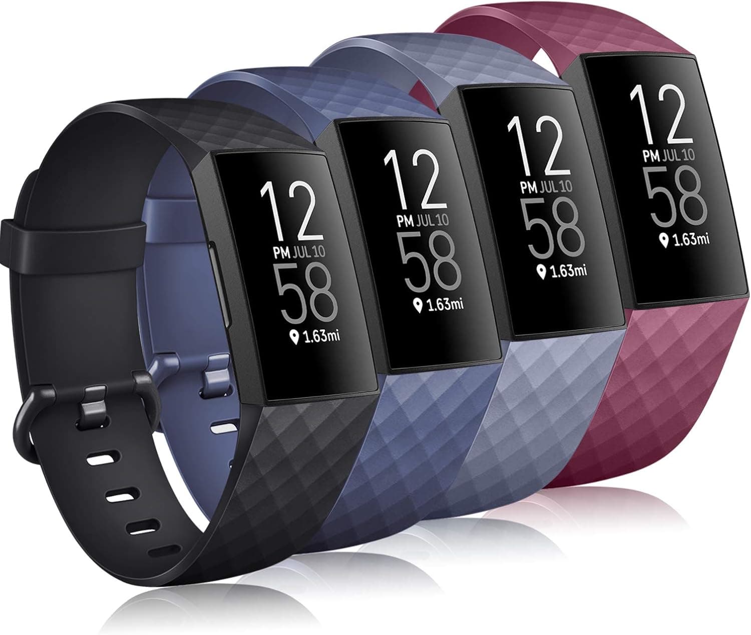 Tobfit 4 Pack Bands Compatible for Fitbit Charge 4 / Fitbit Charge 3 / Charge 3 Se, Silicone Replacement Wristbands for Women Men