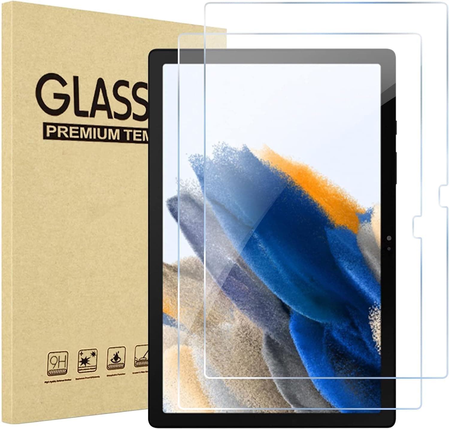 ProCase 2 Pack Galaxy Tab A8 10.5 Screen Protector X200 X205 X207, Tempered Glass Screen Film Guard for 10.5 Inch Samsung Galaxy Tab A8 2022 Release SM-X200 SM-X205 SM-X207