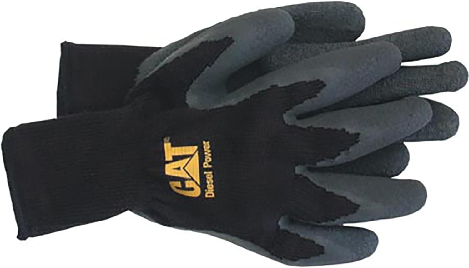 Cat CAT017400M Textured Latex Palm Gloves - Black, Medium, Breathable Polycot Knit Shell Gloves with Extended Knit Wrists