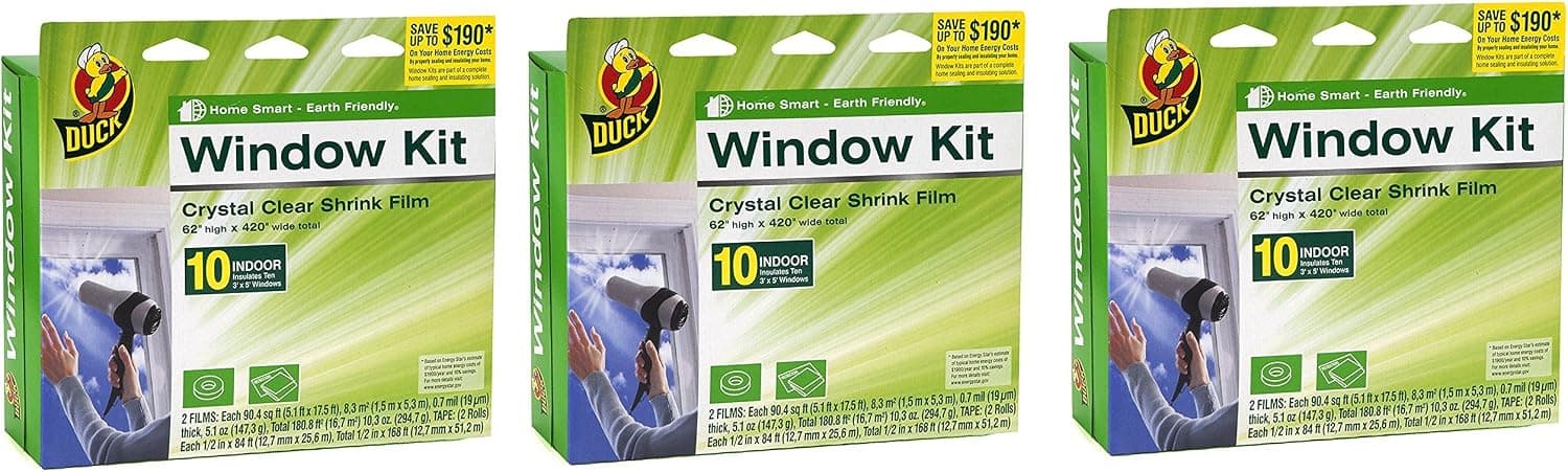 Duck Brand 281506 Indoor 10-Window Shrink Film Insulator Kit, 62-Inch by 420-Inch __3PACK__