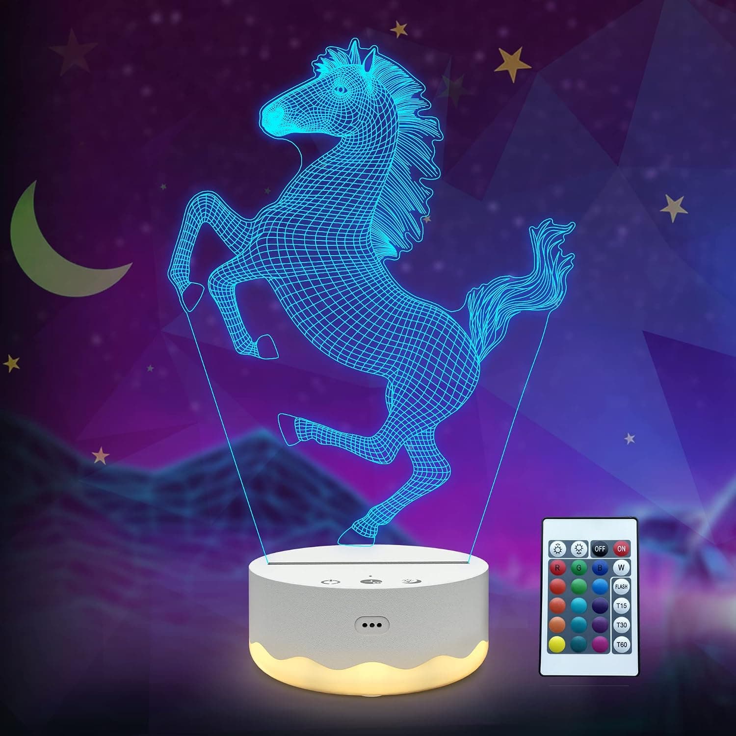 Horse Gifts for Kids, Horse Night Light, Horse lamp with Remote + Touch 16 Color Flashing Changing + Timer Desk Lamps Kids Room Decor Best Festival Birthday Gifts