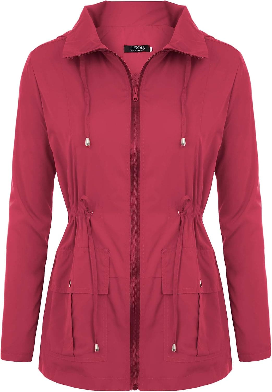 FISOUL Women Rain Jackets Waterproof Hood Lightweight Raincoat Pockets Outdoor Windbreaker