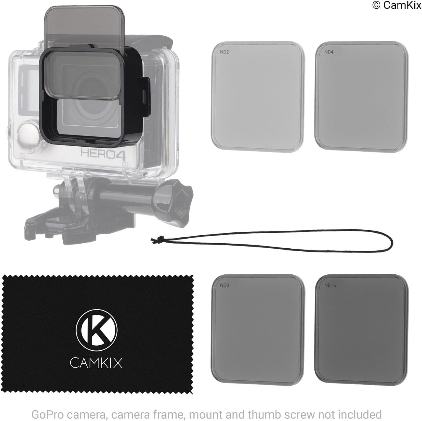 CamKix Cinematic Filter Pack Compatible with GoPro Hero 4/3+, Clicks on The Waterproof Housing, 4 Neutral Density Filters (ND2/ND4/ND8/ND16). Perfect for Aerial Footage