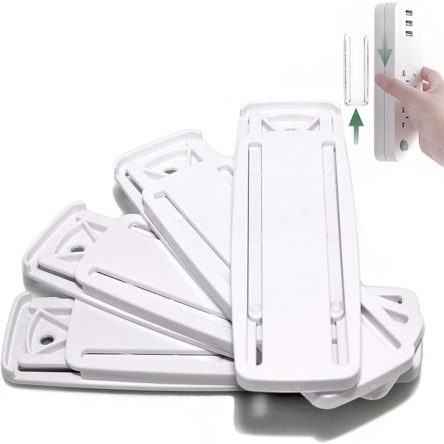 4 PCS Punch-Free Self Adhesive Power Strip Holder, Wall Mounted Power Board Fixator, for WiFi, Router, Computer Desk