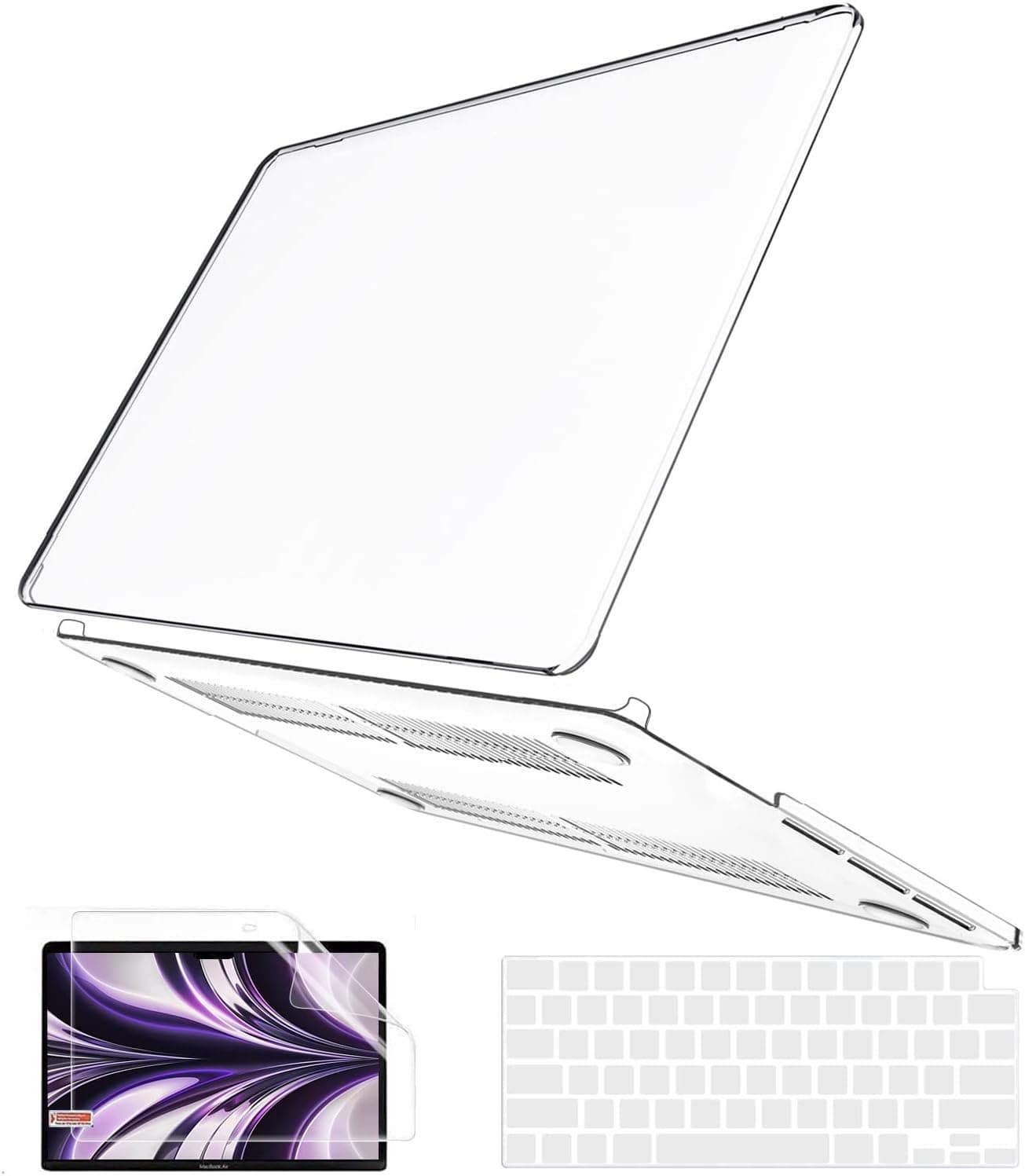 B BELK Compatible with MacBook Air 13.6 inch Case 2022 2023, MacBook Air M2 Case A2681 with Liquid Retina Display & Touch ID, Plastic Hard Shell Case & Keyboard Cover & Screen Protector,Crystal Clear
