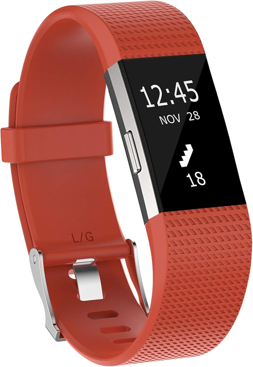KingAcc Compatible Fitbit Charge 2 Bands, Soft Silicone Replacement Band for Fitbit Charge 2, with Metal Buckle Fitness Wristband Sport Strap Women Men (1-Pack, Orange, Small)