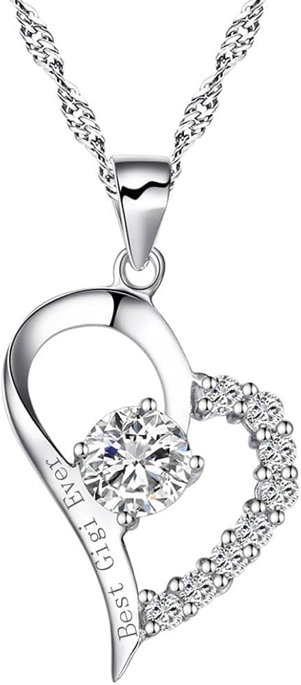 chaomingzhen 925 Sterling Silver Heart Best Gigi Ever Necklace CZ Engraved Pendant Cubic Zirconia 18" Chain