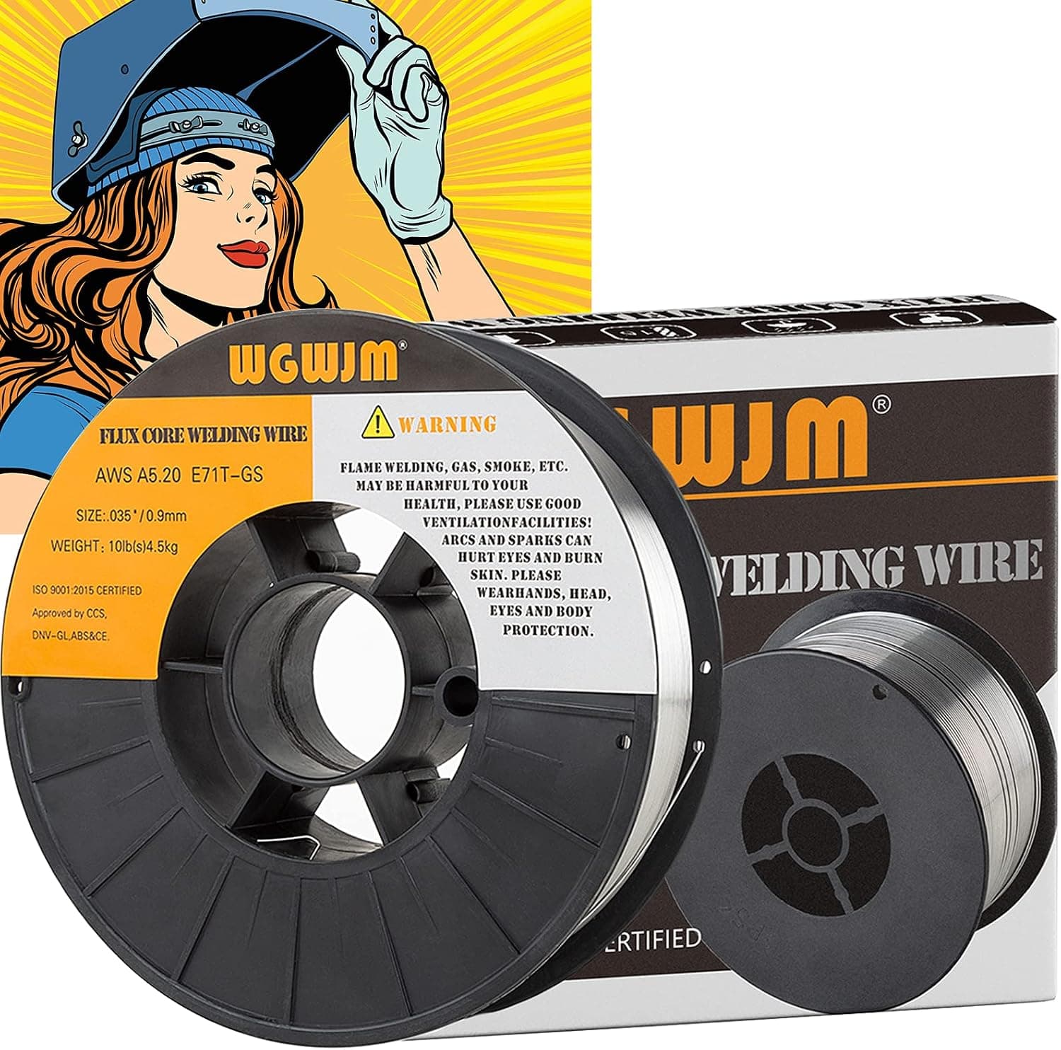 WGWJM E71TGS.035-Diameter / 10-Pound Spool Flux core Gasless Welding Wire Mig Mild Steel