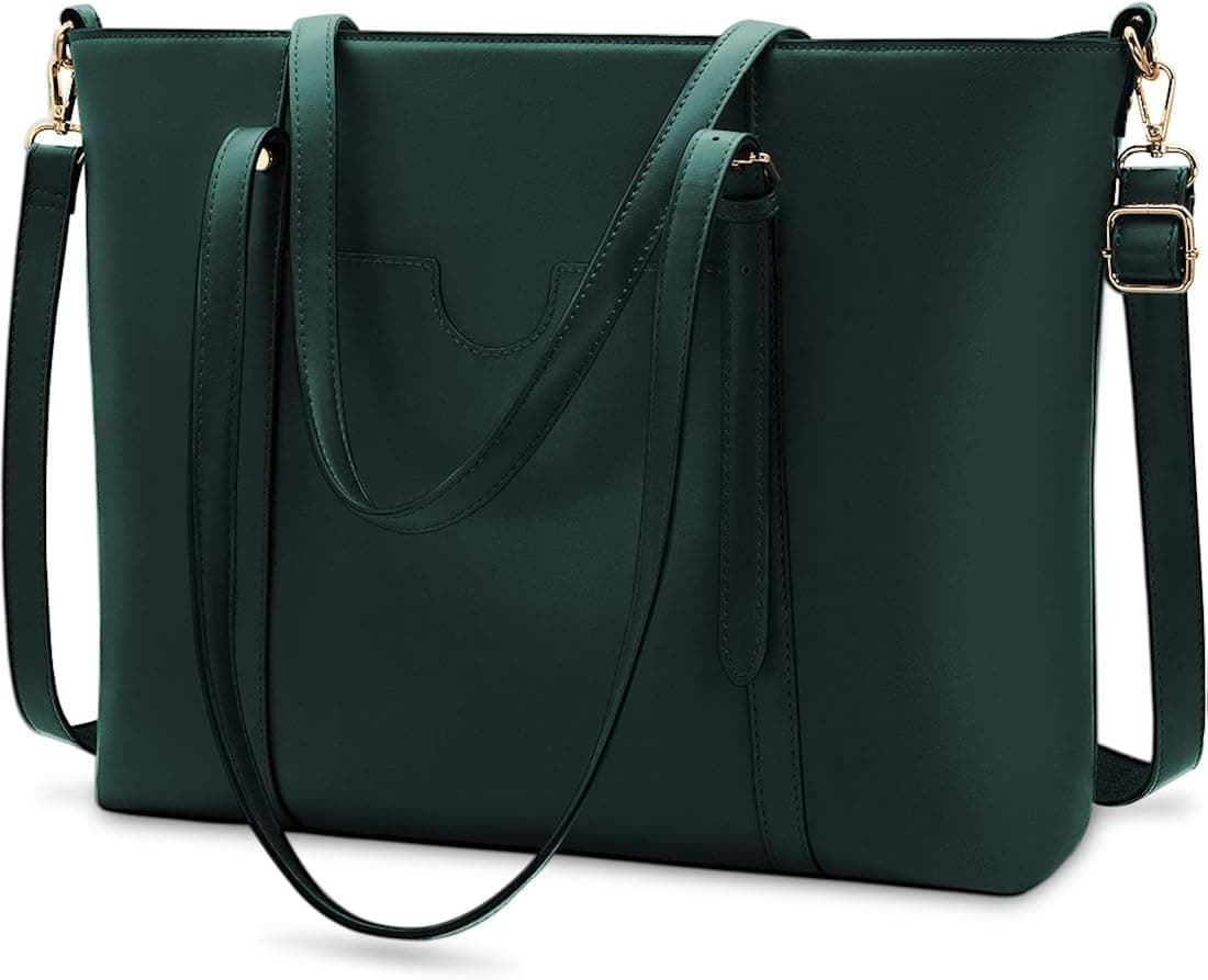 Laptop Bag for Women 15.6inch Waterproof Leather Laptop Tote Bag Lightweight Business Briefcase Large Handbag Shoulder Bag