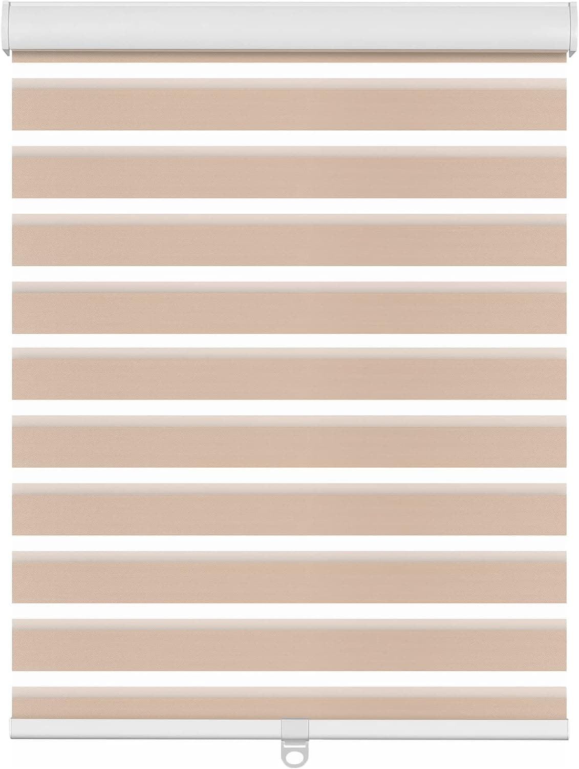 BERISSA Cordless Zebra Roller Blinds for Windows Custom Size Dual Layer Zebra Roller Shades,Sheer or Privacy Light Control for Day and Night Blinds for Home,Office,Hotel.Blackout-Beige,22" W x 36" H